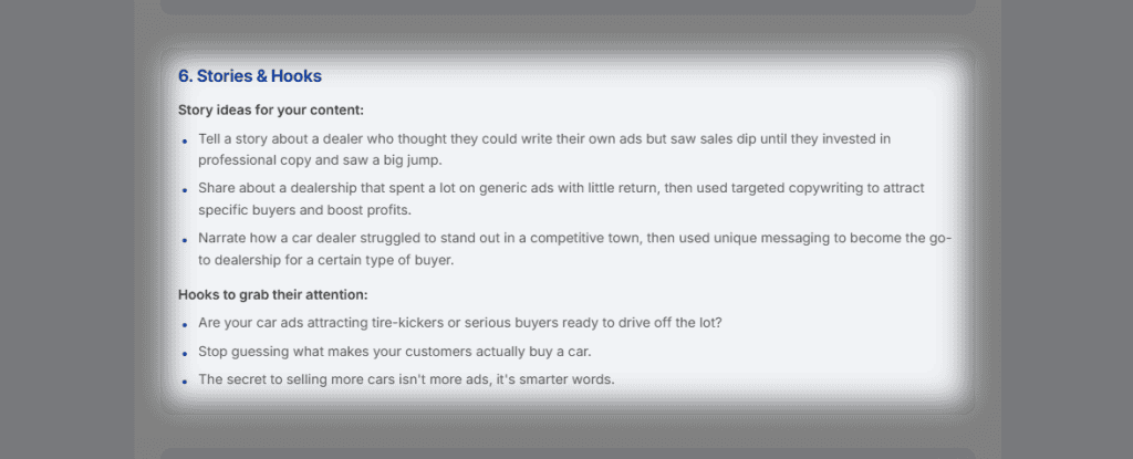 Screenshot of Section 6: Stories & Hooks